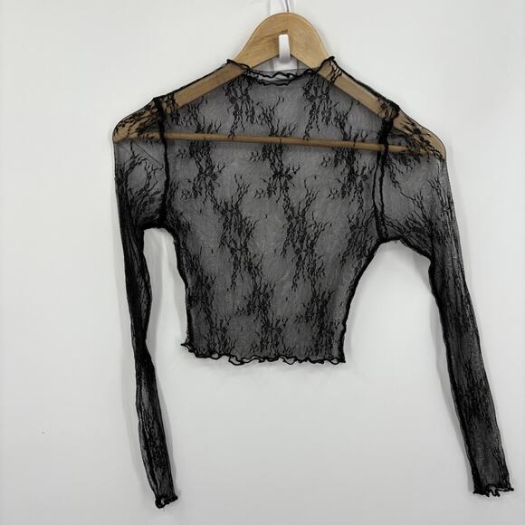 Whimsigoth Sheer Mesh Top Womens XSmall Floral Layering Fairy Grunge Indie Y2K - Picture 6 of 7